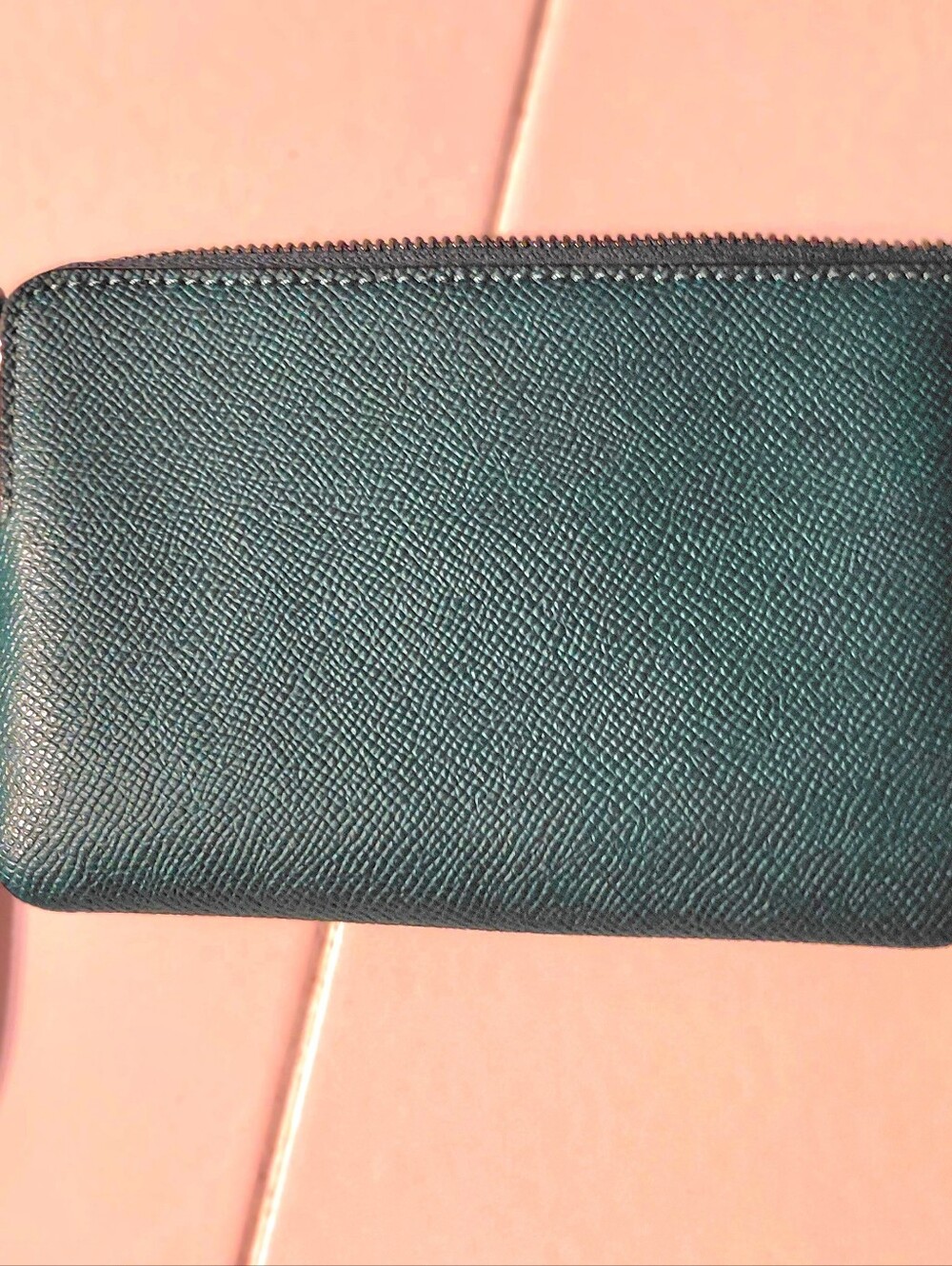 Coach Wristlet Emerald Green Leather with Logo Corner Zip MSRP $118 - Picture 2 of 4